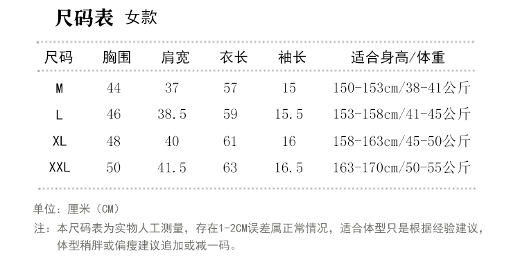 POLO衫定制厂家 尺码表2